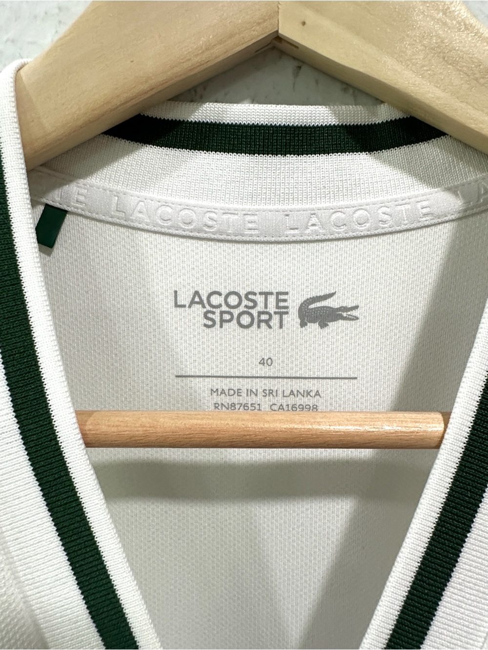Lacoste White Tennis Dress with Green Trim and Dark Green Shorts set - Picture 2 of 13